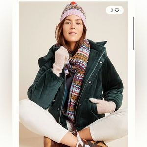 Anthropologie dRA Juniper Velvet Green Puffer Jacket Sz S